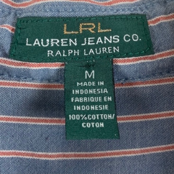 LRL Lauren Jeans Co. Plaid Striped Shirt Size Med - Picture 2 of 4